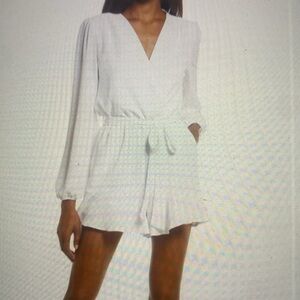 Nordstrom flaired tie waist long sleeve romper by Fraiche by J size S